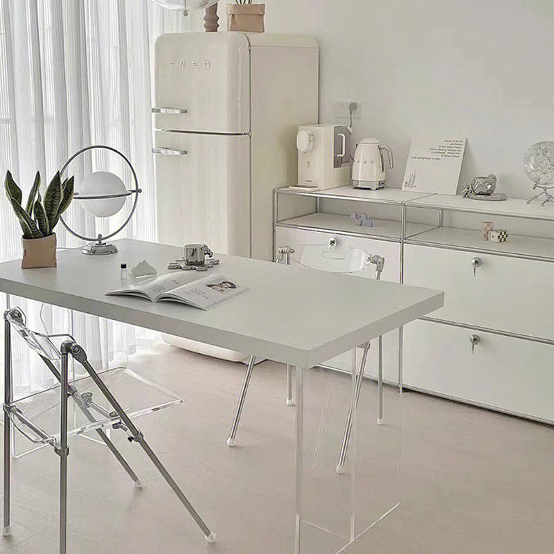 德利丰亚克力腿悬浮岩板透明餐桌现代简约家用小户型网红两用新款