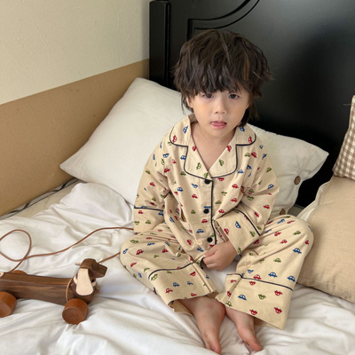 儿童磨毛睡衣开衫2023秋冬季韩版男童女童套装宝宝长袖纯棉家居服