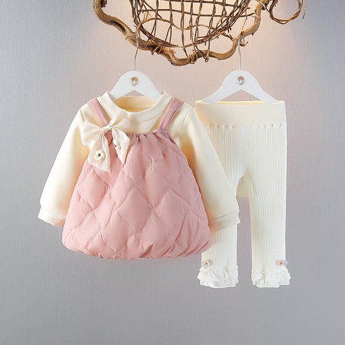 婴儿冬装0女童装1-3岁女宝宝洋气套装时髦秋冬公主加绒裙子棉服套