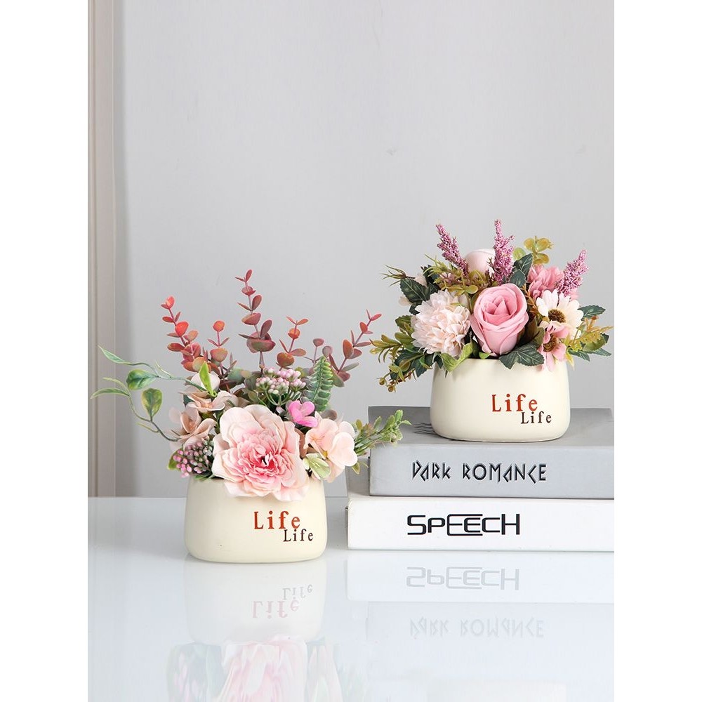 花假花盆栽摆设塑料花束办公室假绿植客厅电视柜装饰品小摆件