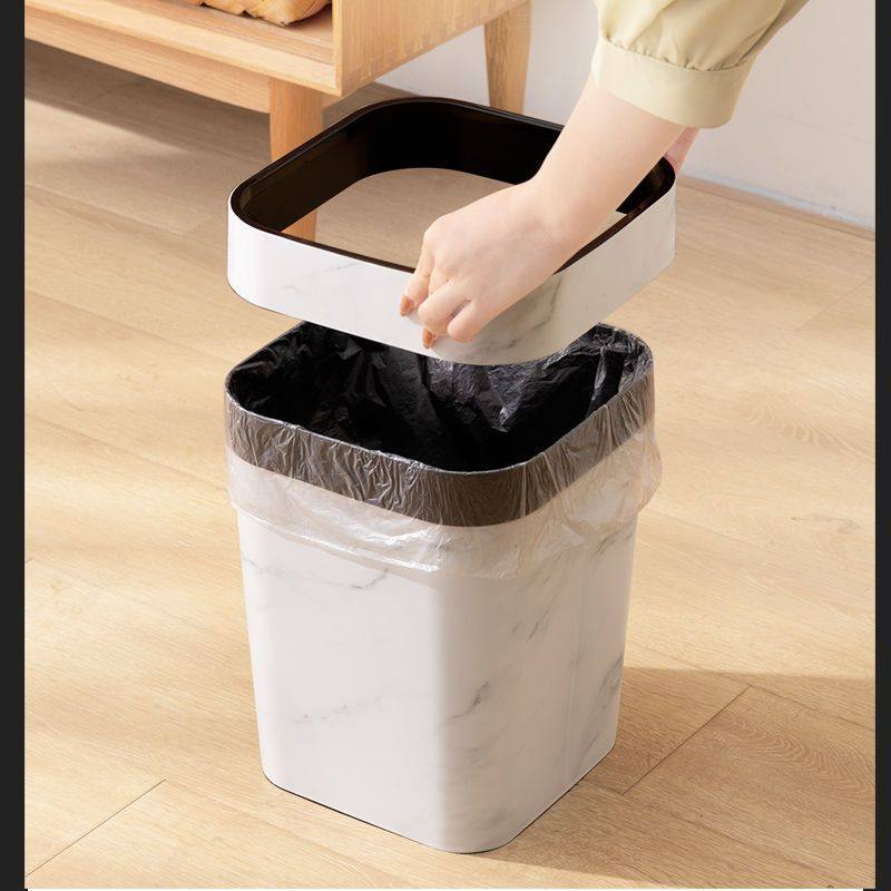 大理石纹垃圾桶家用北欧风客厅卧室高档轻奢无盖ins网红创意简约