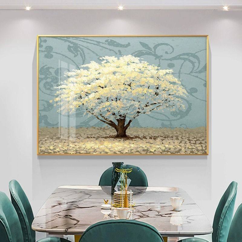 轻奢大气高级感餐厅装饰画饭厅客厅挂画歺厅横版免打孔墙上