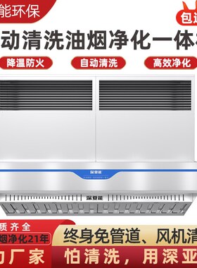 商用饭店酒店学校食堂油烟净化烟罩一体机 终身免清洗抽油烟设备