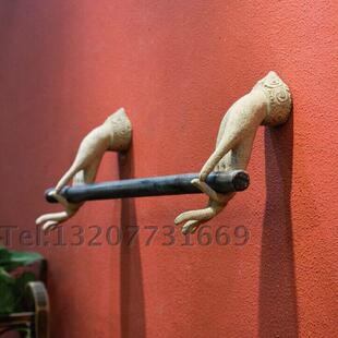 中式复古禅意毛巾架卫浴用品家居装饰品仿古工艺品佛手毛巾架妙手