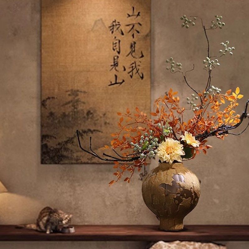 新中式禅意陶瓷花瓶民宿宋代美学酒店桌面玄关侘寂风插花装饰摆件,家居饰品,餐桌花艺,淘宝优惠券,粉丝福利购,淘宝优惠卷
