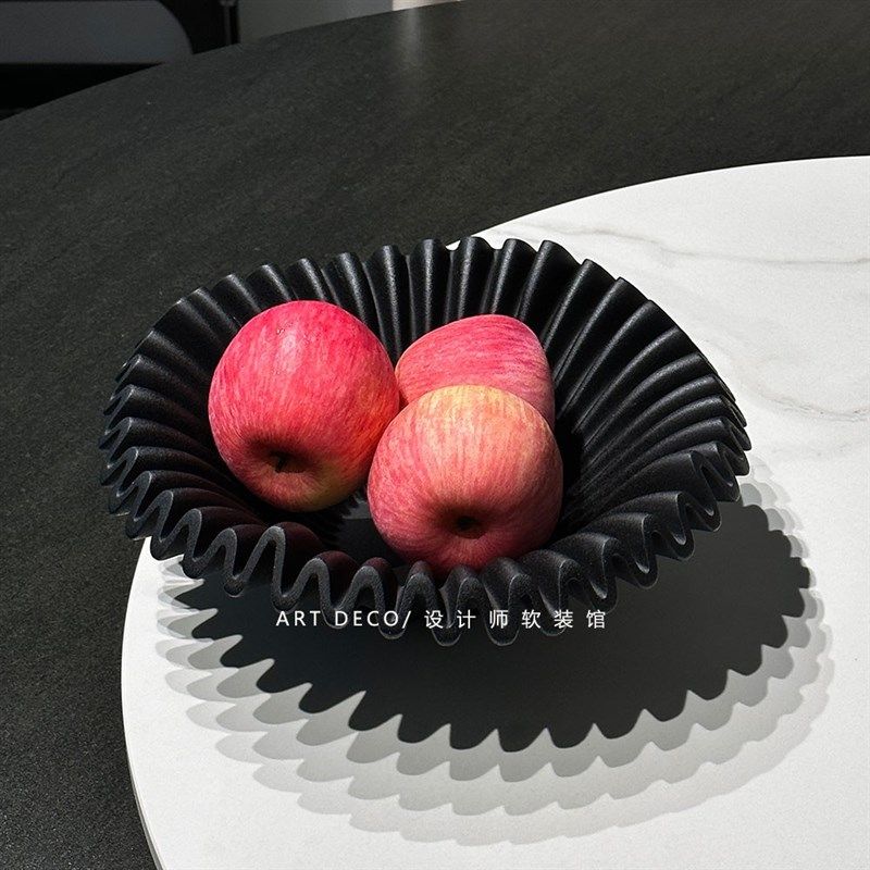 黑色中古果盘餐桌茶几桌面收纳盘样板间意式极简现代装饰艺术摆件,家居饰品,果盘/果篓,淘宝优惠券,粉丝福利购,淘宝优惠卷