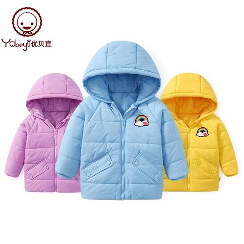 儿童春秋连帽外套女童休闲棉服冬装中小童中长款宝宝