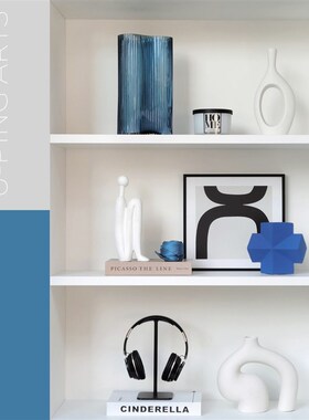 样板间简约软装家居书柜装饰品摆件创意陶瓷玻璃桌面组合ZH3781