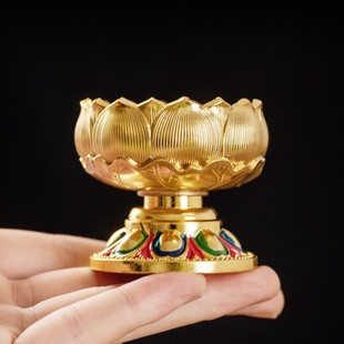 金属酥油灯底座莲花灯烛台长明灯座灯盏佛台家用供灯佛灯蜡烛台座