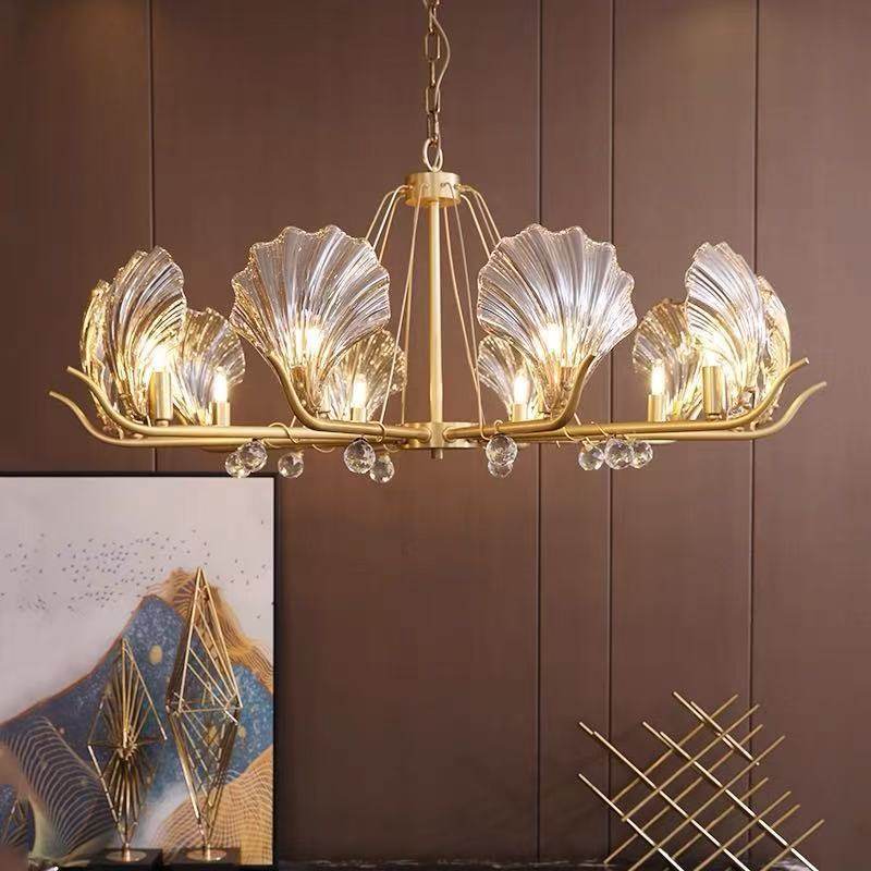 全铜美式后现代吊灯客厅餐厅书房酒店创意设计师轻奢黄铜贝壳吊灯,家装灯饰光源,客厅吊灯,淘宝优惠券,粉丝福利购,淘宝优惠卷