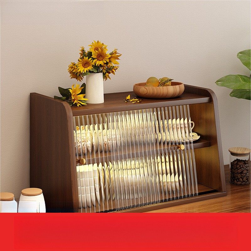 餐边柜靠墙一体茶边柜厨房橱柜桌面收纳家用防尘台面摆件置物