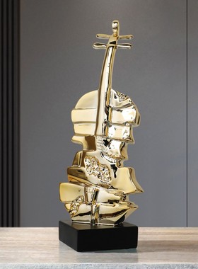 现代艺术小提琴摆件轻奢客厅办公室电脑桌酒柜装饰品创意礼物