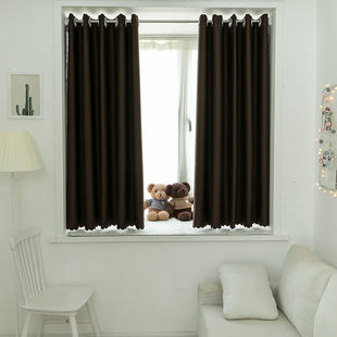 免打孔窗帘遮光成品飘窗卧室出租房屋短款小窗帘布送伸缩杆子