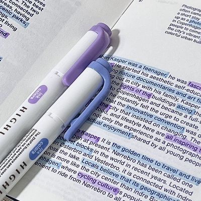 粗头双头笔荧光笔学生标记重点不晕染手账大容量耐用记号笔柔和