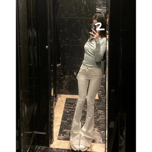 175高个子加长版180高腰白色微喇牛仔裤女春秋弹力直筒修身喇之满