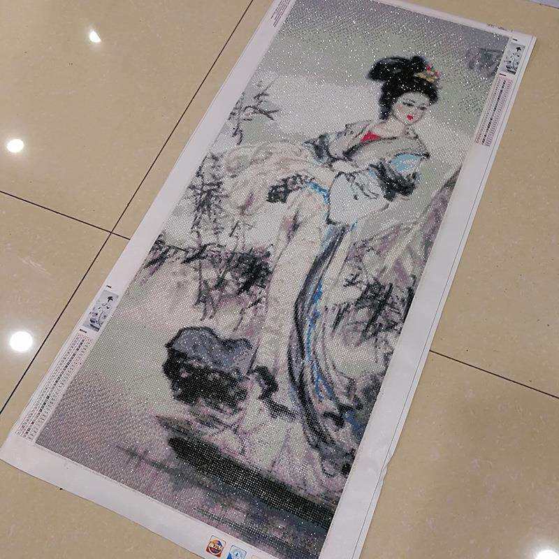 5D钻石画绣好的成品图西施浣纱满钻纯手工贴十字绣成品出售一件发
