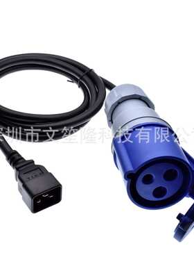 C20转IEC309 32A母头2米2.5平方IP67工业插头灯光舞台房车电源线