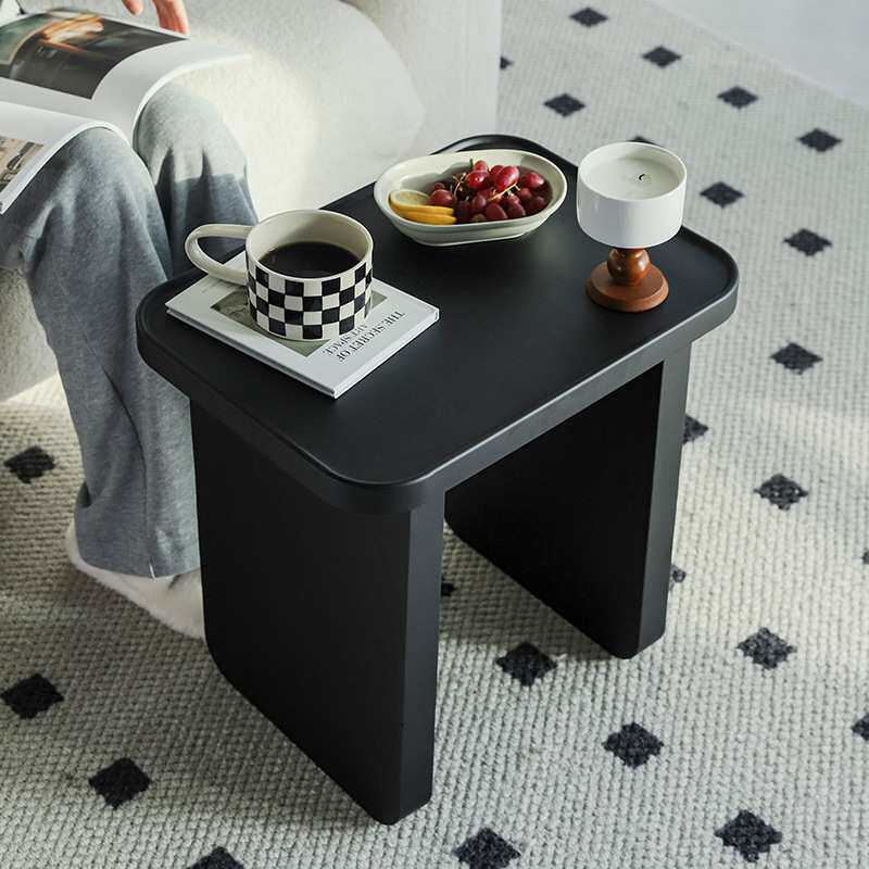 麦凡北欧边几简约小户型客厅家用茶桌铁艺黑色方形个性设计咖啡桌