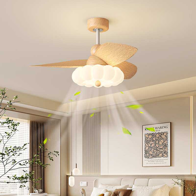 餐厅风扇灯卧室吊扇灯客厅家用现代简约复古滚塑北欧吊灯中山灯具