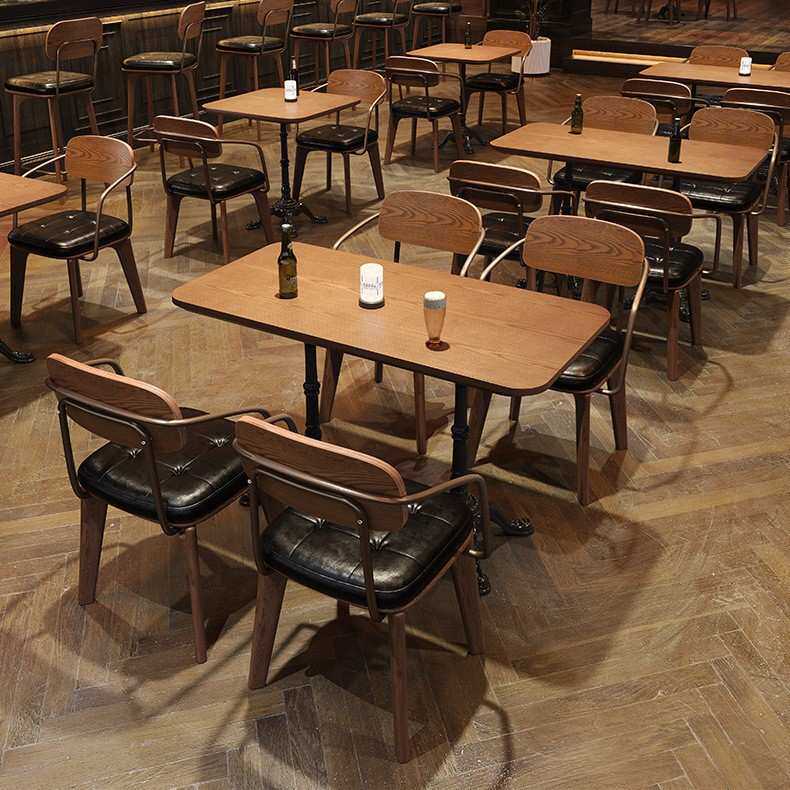 美式复古清吧桌椅组合实木奶茶店酒吧咖啡厅音乐餐吧桌椅酒馆吧椅