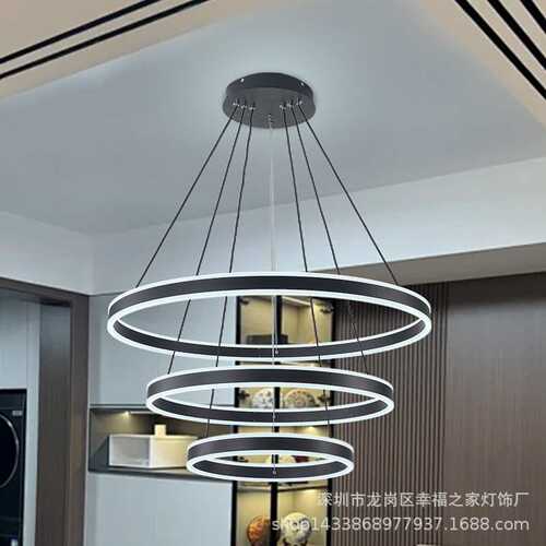 现代简约三环客厅吊灯复式楼大吊灯loft公寓北欧餐厅卧室灯具