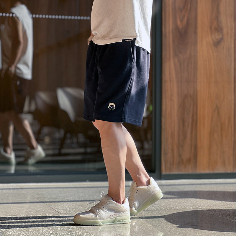 夏季韩版休闲简约宽松百搭短裤2024流行运动裤潮流刺绣男士五分裤,男装,卫裤,淘宝优惠券,粉丝福利购,淘宝优惠卷