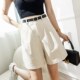 西装 休闲短裤 腰带 高腰显瘦4分阔腿直筒工装 裤 女2024夏季 5分中裤
