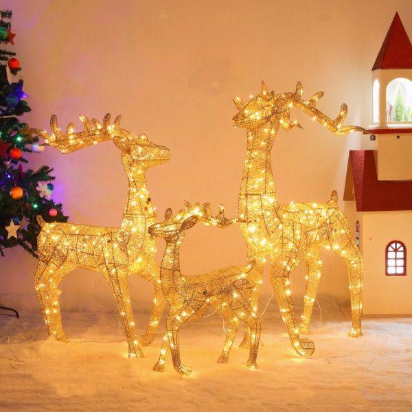 圣诞节装饰品金色鹿摆件圣诞树场景商场酒店橱窗发光麋鹿