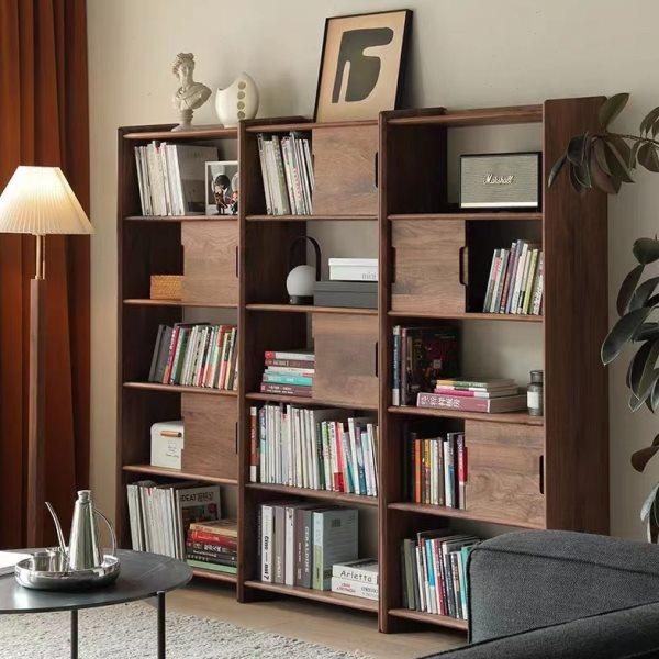 北欧红橡木黑胡桃全实木书架落地置物架简约北欧多层组合书柜定制,住宅家具,组合书柜,淘宝优惠券,粉丝福利购,淘宝优惠卷