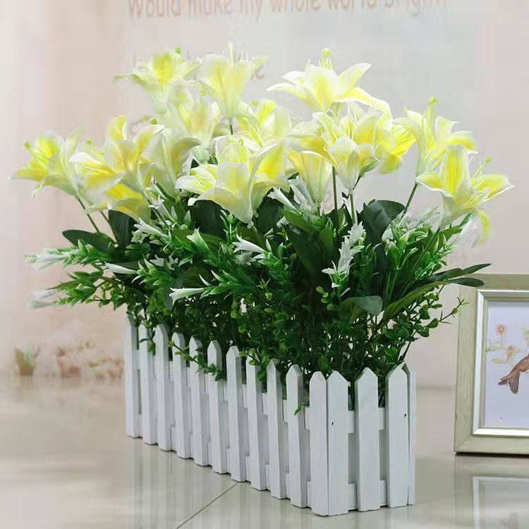 仿真花百合花假花栅栏花绢布桌面墙角遮挡仿真绿植盆栽摆件套装,家居饰品,仿真花/假花,淘宝优惠券,粉丝福利购,淘宝优惠卷