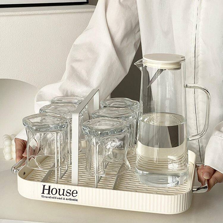 高级感轻奢玻璃杯子简约现代家庭用客厅待客水壶饮料喝水杯具套装