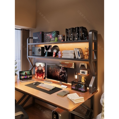 桌面书架洞洞板置物架家用立式多层铁艺收纳架学生电脑桌上整理架