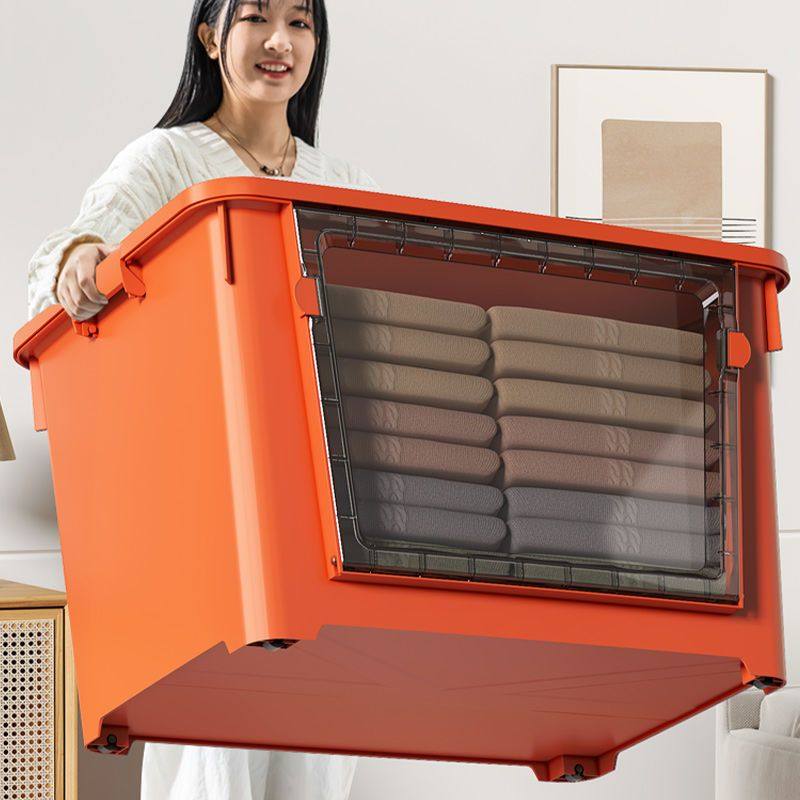 开放式收纳箱前开门式家居整理箱塑料透气前开式透明收纳盒