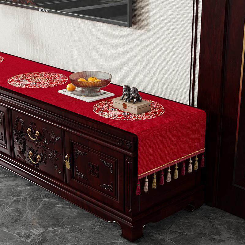 2025新款电视柜桌布轻奢高级感桌面台面保护垫盖布桌垫新中式禅意