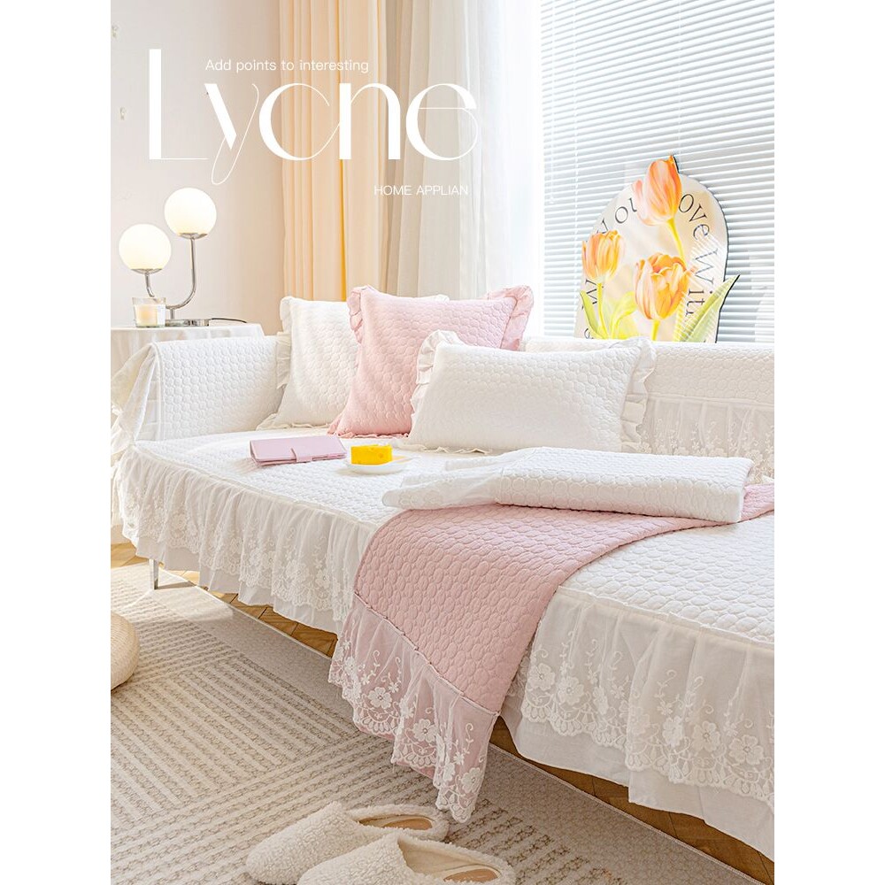 米白色全棉沙发垫固定防滑纯棉四季通用布艺沙发套罩盖布巾坐垫子