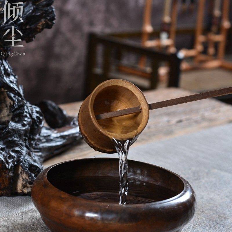 无胶水分茶勺手工碳化竹水勺长柄舀水勺水瓢竹制打酒勺净手勺