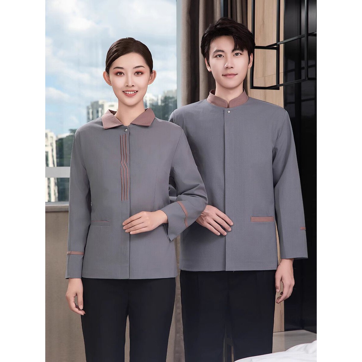 保洁工作服女长袖秋冬小区酒店宾馆客房家政物业阿姨清洁工服装男