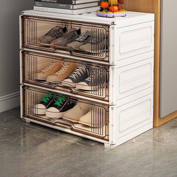 宿舍防尘桌下鞋柜办公室透明鞋盒收纳盒家用入户门门口小窄鞋架子