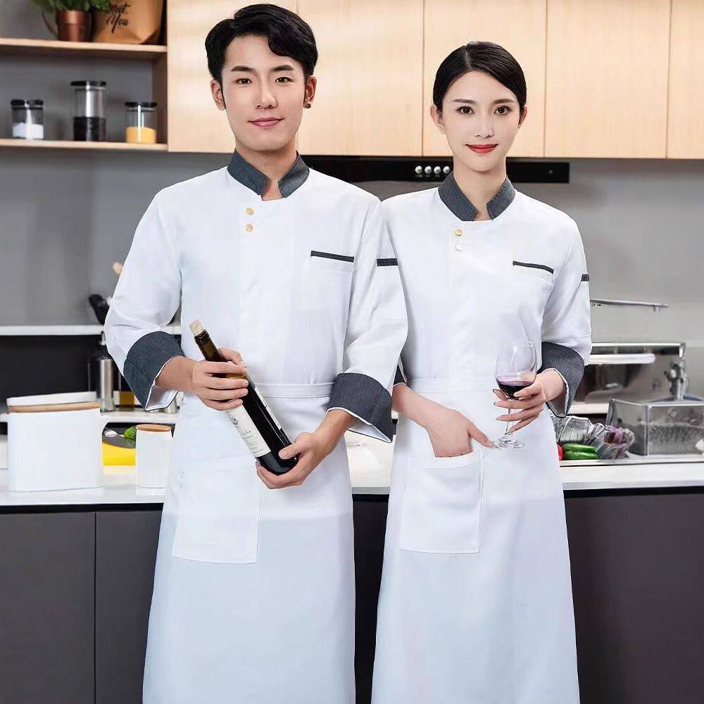 高档餐饮厨师工作服长袖男餐厅后厨房饭店酒店食堂套装秋冬季