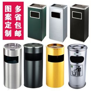 不锈钢垃圾桶 酒店环卫大堂立式烟灰户外果皮箱圆形方形带内桶