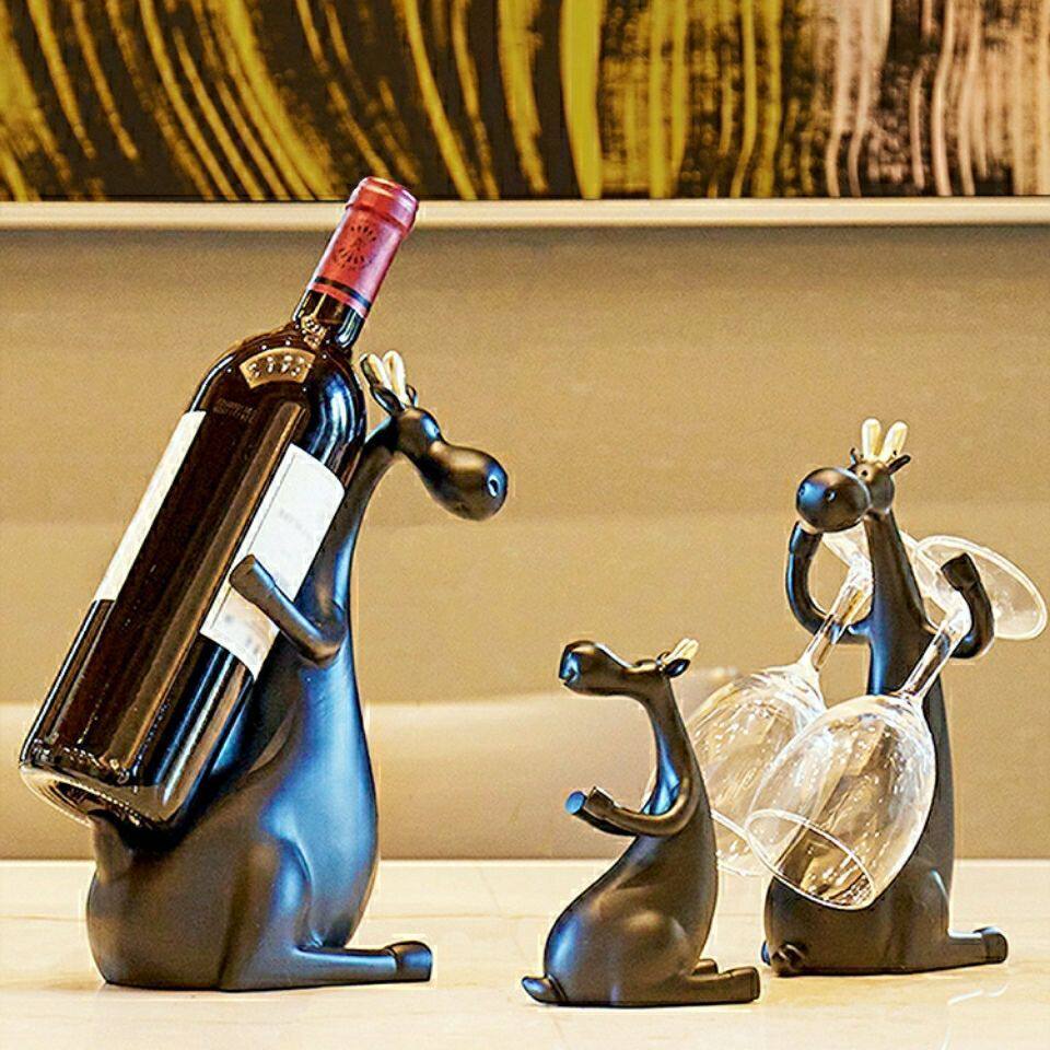 北欧酒柜红葡萄酒创意红酒架摆件装饰品现代酒瓶架子高脚杯