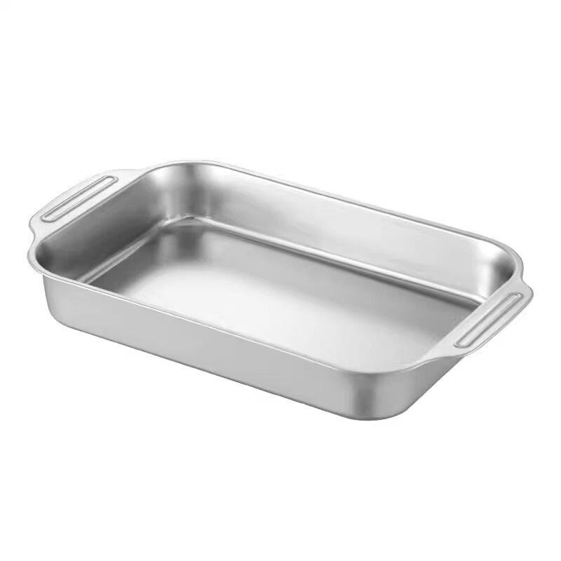 不锈钢烤鱼盘长方形家用深盘托盘小龙虾盘电磁炉特大号食品级浅盘