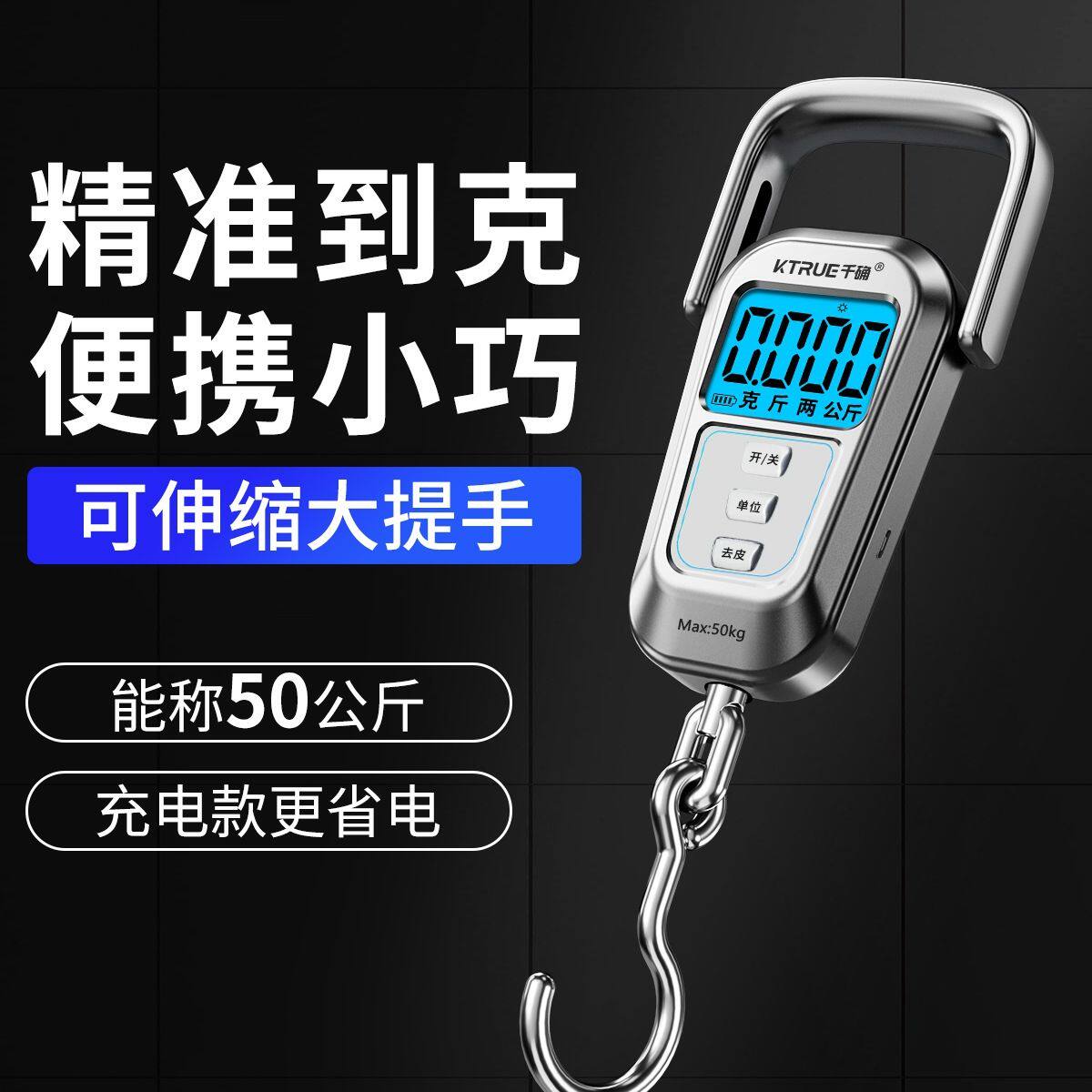 便携式手提电子秤精准家用小型弹簧称重器高精度商用克称随身携带