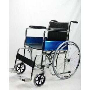 809钢制轮椅老人折叠轻便残疾人简便耐用手动康复手推车代步车批
