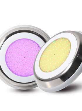 防水IP68不锈钢泳池灯壁挂式树脂水下灯12VRGB遥控七彩LED水底灯