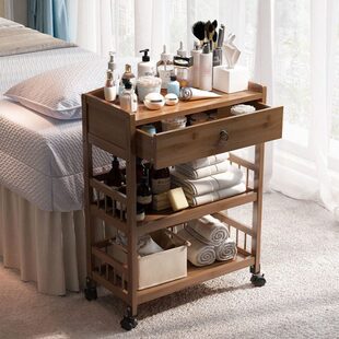 四层榉木三层专用小推车油画放存车画轮美术颜料工具美容院专用美