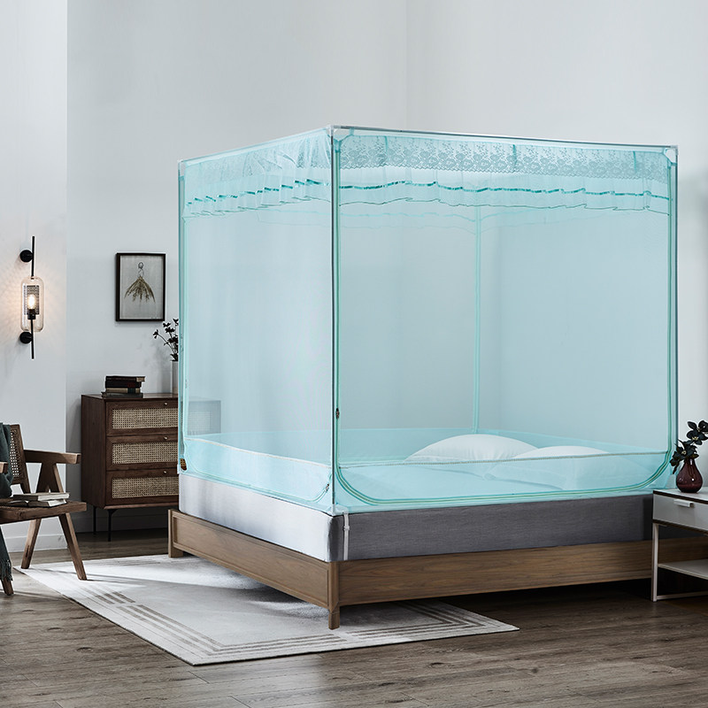 蒙古包支架蚊帐儿童防摔宝宝拉链公主风卧室床幔1.5m1.8米床家用2