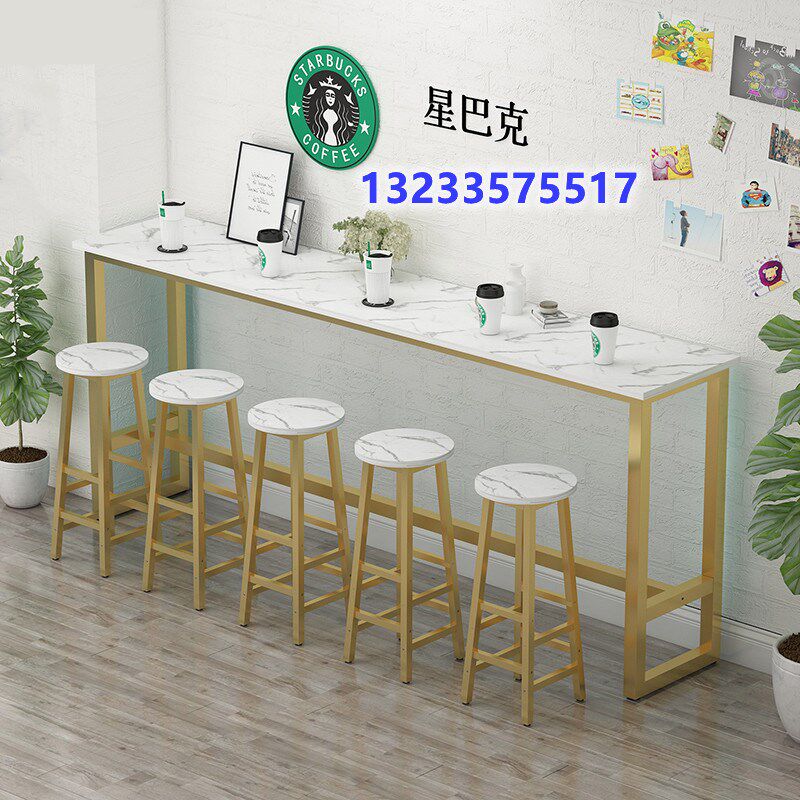 吧台桌靠窗桌家用阳台高脚桌奶茶店酒吧桌椅组合长条桌靠墙窄桌子