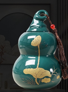 新中式陶瓷罐小葫芦创意摆件客厅玄关入户隔断桌面装饰工艺品摆设