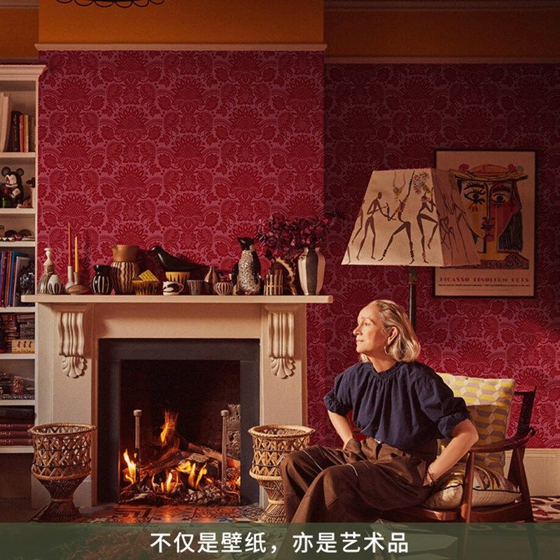 美式复古壁纸餐厅法式墙纸定制墙布卧室酒店红色背景墙民宿壁布,家装主材,定制壁画,淘宝优惠券,粉丝福利购,淘宝优惠卷